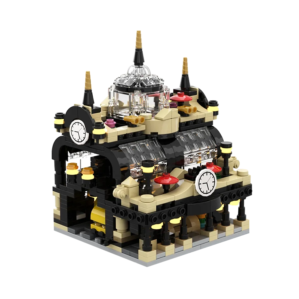 Gobricks MOC Mini 910002 Studgate محطة القطار بنة مجموعة عرض الشارع العمارة محطة السكك الحديدية ألعاب مكعبات للأطفال هدية