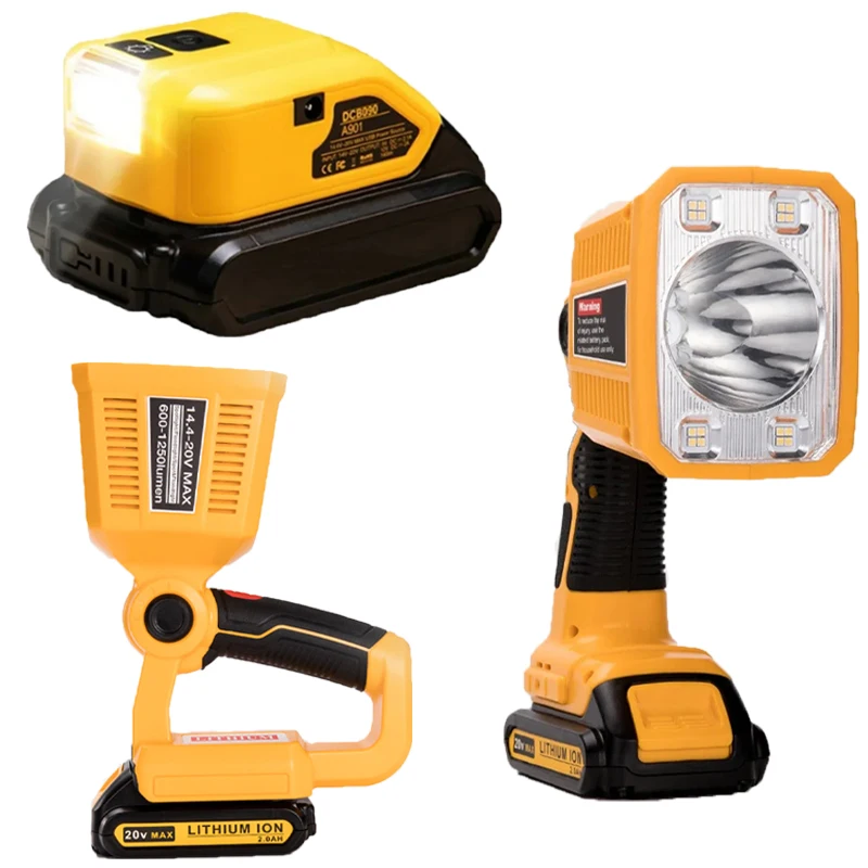 

Handheld LED Worklight Battery Adapter for Dewalt 18/20V Lithium Ion Battery Site Worklight Flashlight for Camping Auto Repair