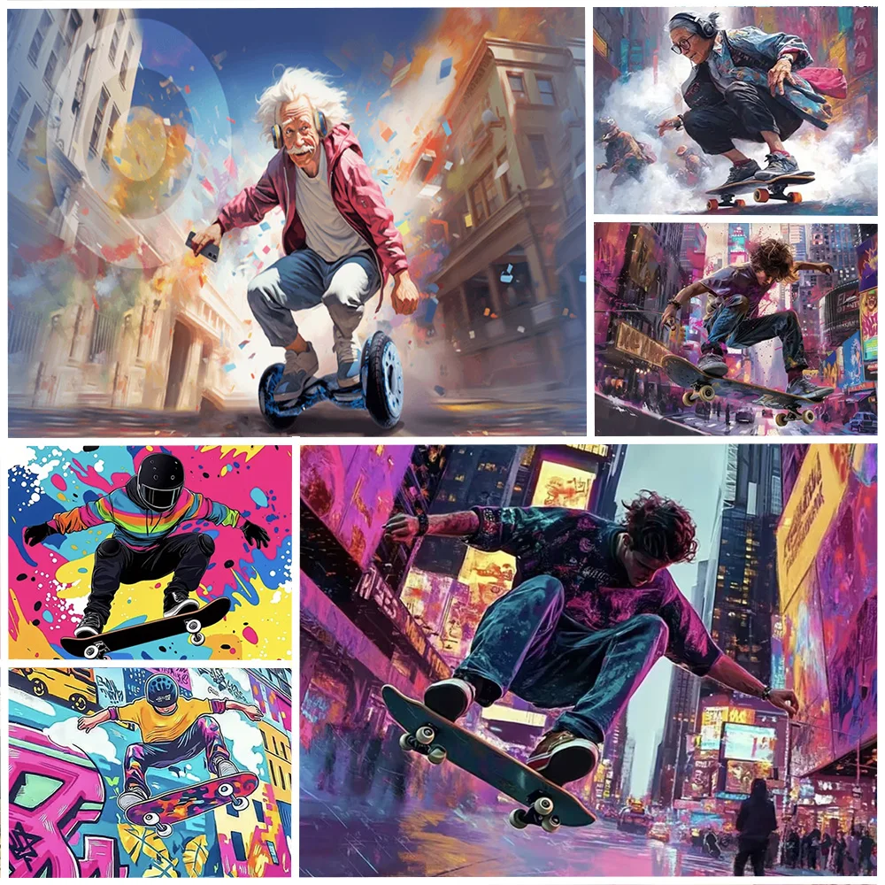 

Colourful Skateboard Lover Extreme Sports Party Decorations Background Vibrant Grandparents Backdrop Supplies Photography Props