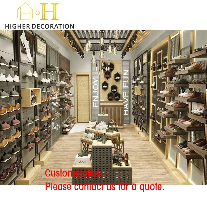 custom.Multi-Tier Shoe Display Rack with Hanging Hooks Retail Fixtures Showcase Product Type