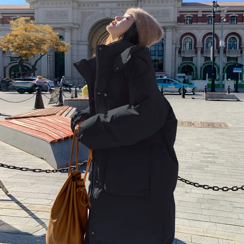 Chaqueta acolchada de algodón de estilo coreano para mujer, Plumífero grueso de longitud media para invierno