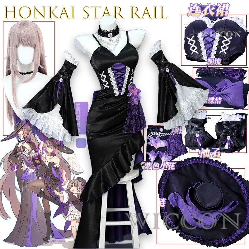 

Honkai Star Rail The Herta Косплей Готический аниме платье комплект темный персонаж сексуальный Хэллоуин ролевая игра Рождество