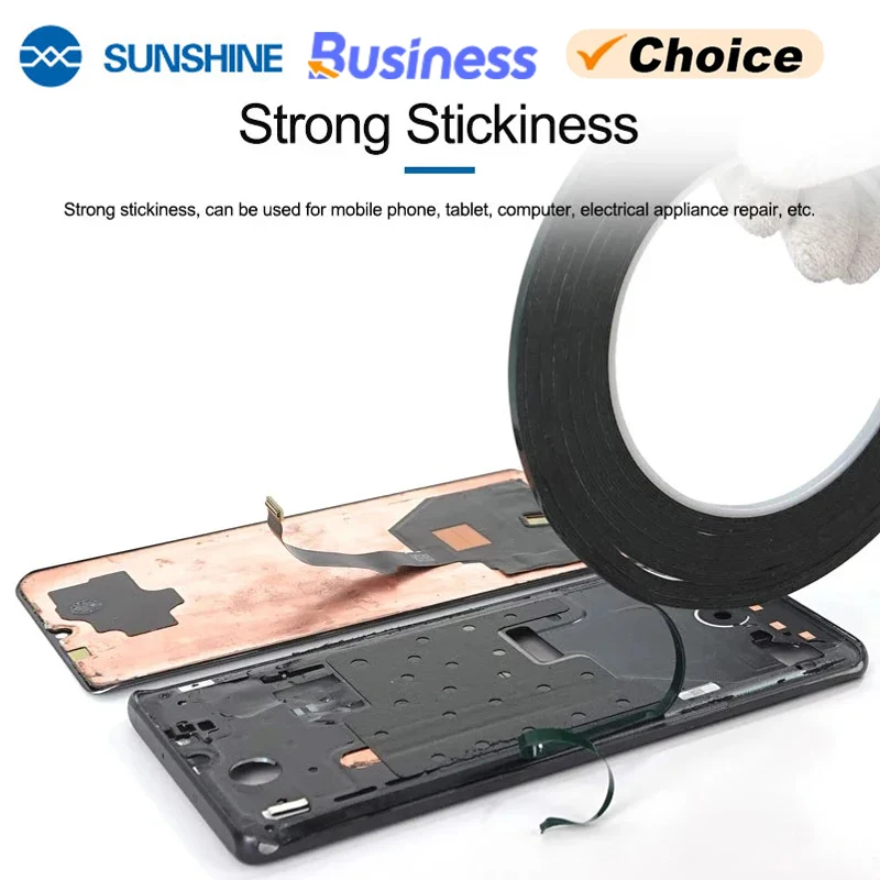 SUNSHINE 2/3/5MM Black Strong Adhesive Double-sided Tape Roll Waterproof Touch Glass Frame Back Cover 10M Repair Glue Tool