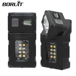 BORUiT EDC LED 손전등, 180 회전, 마그네틱 강력한 충전식 작업 조명, 캠핑 낚시 토치, 비상 램프