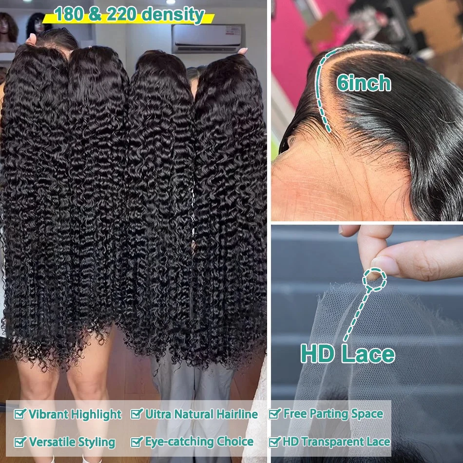 30 40 42 Inch Brazilian Curly 13x4 13x6 HD Lace Front Human Hair Wigs Pre plucked Loose Deep Wave Lace Frontal Wig Glueless Wig