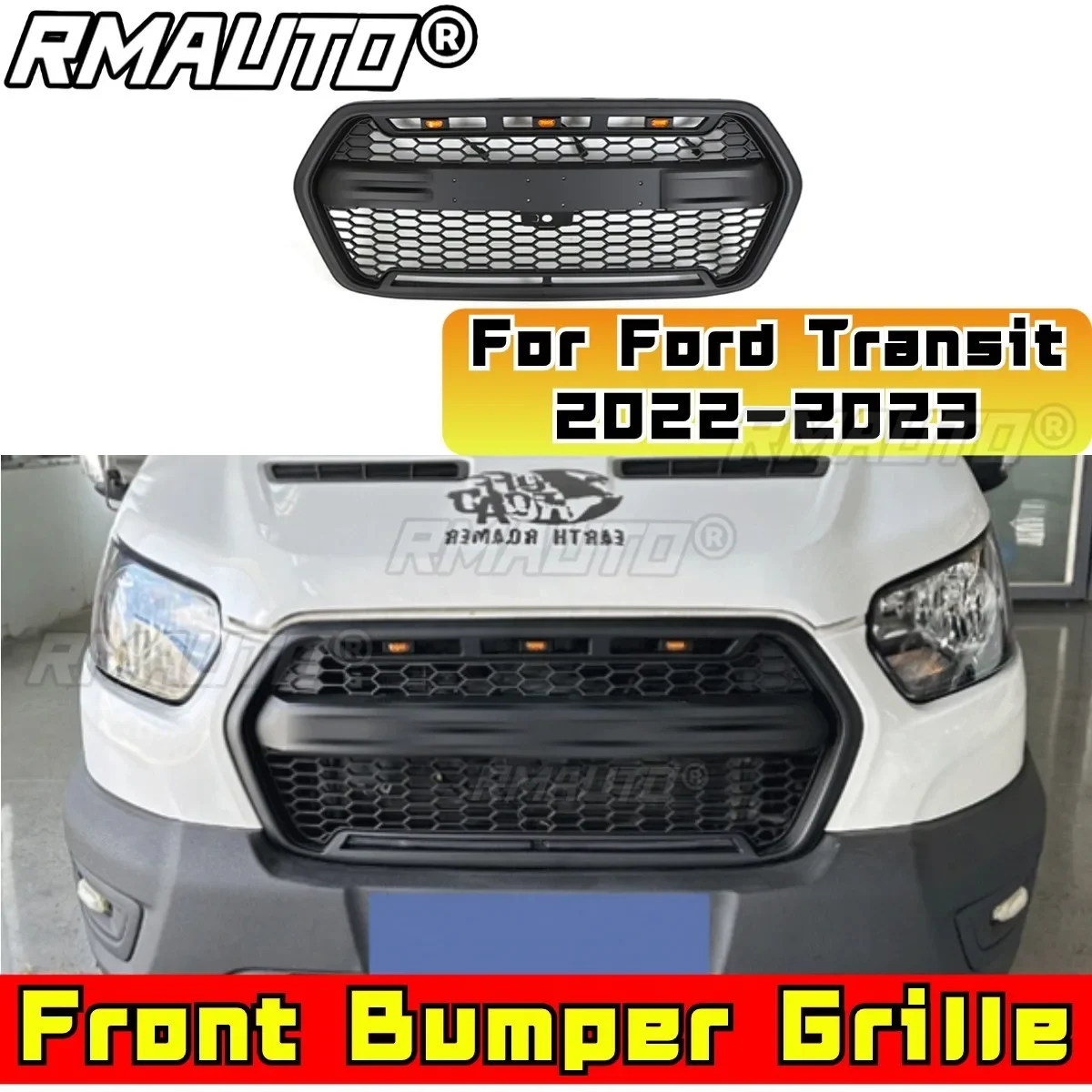 Racing Grills Car Bumper Grill Front Bumper Racing Grille Grill Modification Part For Ford Transit 2022-2023 Car Accessories