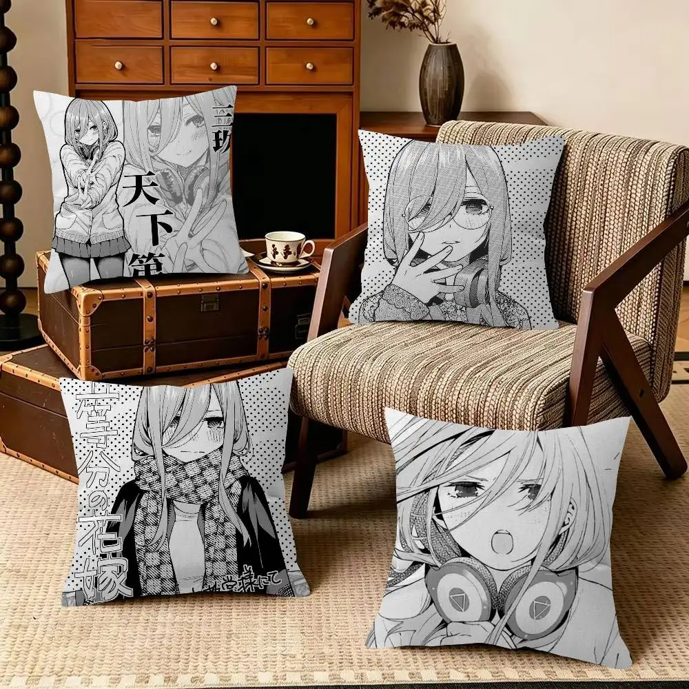 M-Miku Nakano W-Waifu   Trendy-style decorative throw pillow cover insert not included fauxembroidery design