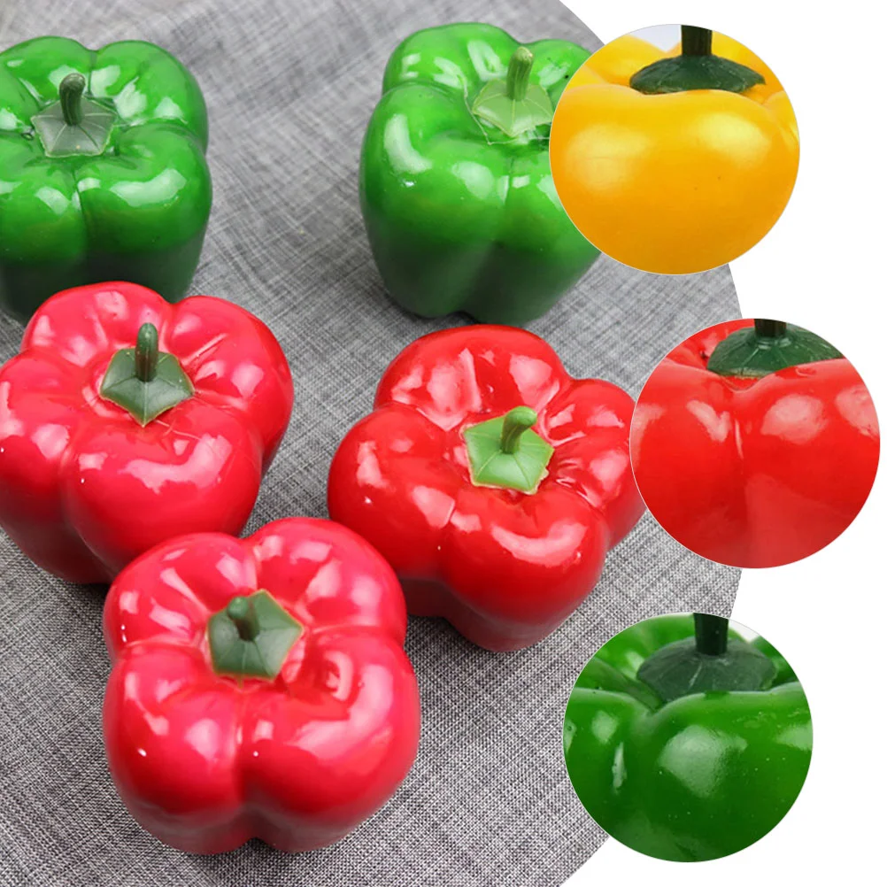 6 Pcs Simulation Model Plate Decoration Restaurant Display Prop Fake Vegetables Poly Dragon Ornament Colorful Chili