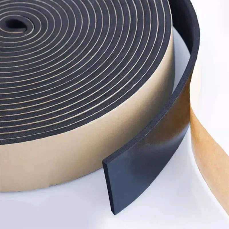 1Pc Self-adhesive EPDM Sponge Foam Rubber Tape, 2-20mm Thickness 10-30mm Width, Black Anti-collision Soundproof Sealing Strip