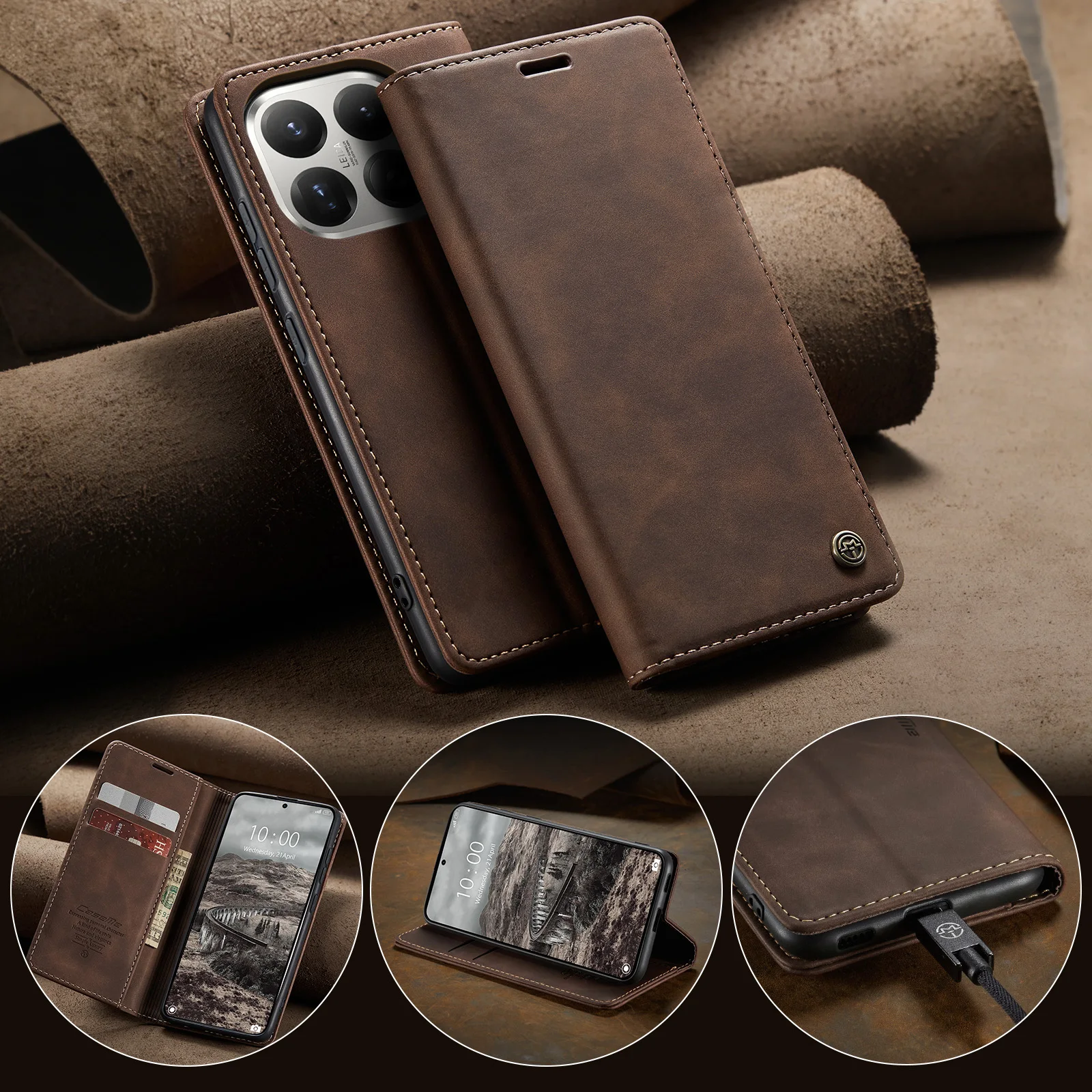 CaseMe Luxus Retro Magnetische Flip-PU-Leder-Handyhülle für Xiaomi 17T 17T Pro Wallet Cover Handyhülle für Xiaomi 17T Pro