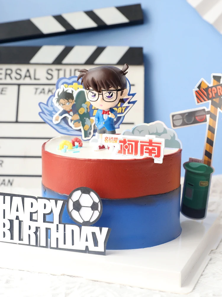 Adornos de PVC para tartas de personajes de Detective Conan Hero, decoración para cupcakes de fútbol, decoración para tartas de fiesta de cumpleaños para niños, Baby Shower