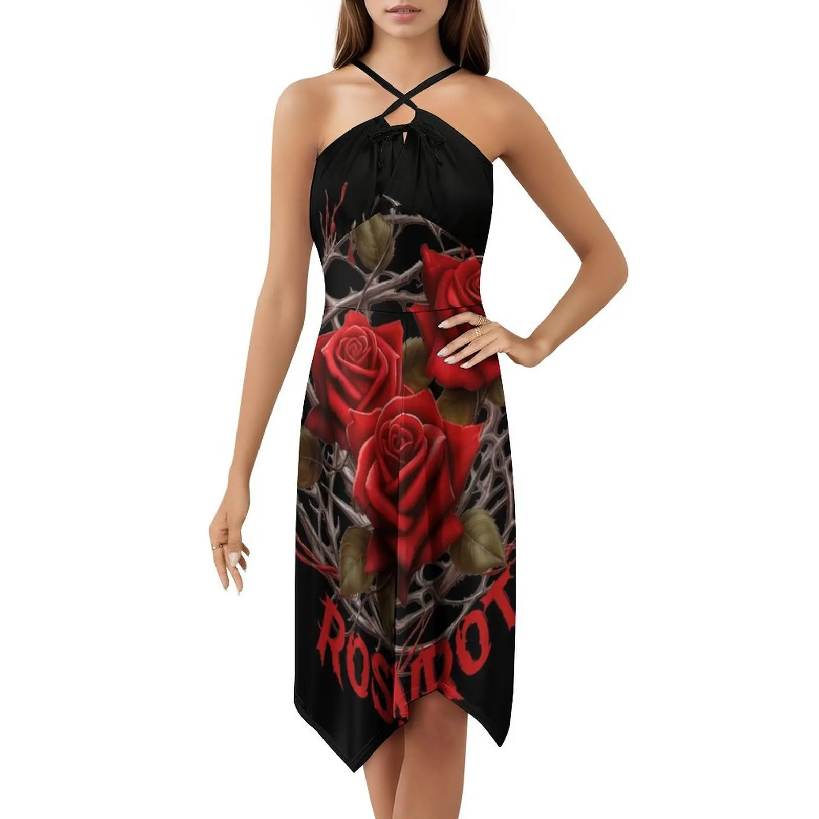 فستان على الطراز الكوري من Rose Red Nest للنساء، فستان كاجوال أنيق للحفلات أو الارتداء اليومي، وردة حمراء وردية اللون، أحمر أوه روز #5