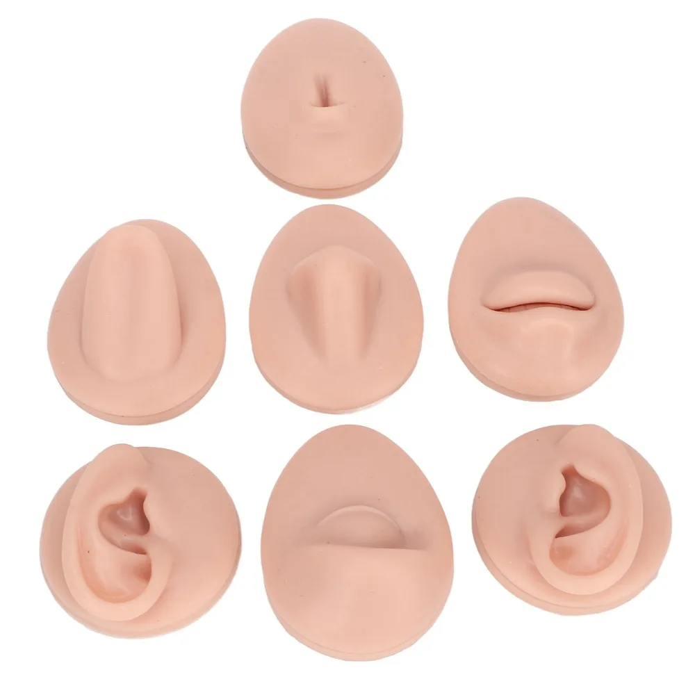 Simulation Design Body Piercing Practice Model Human Face Features Flexible Silicone Jewelry Display Model Multiple Body Parts