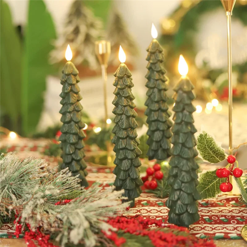 

【Rushed】LED Christmas Pine Cone Simulation Candle Lamp Christmas Decorative Atmosphere Modeling Lamp Christmas Candle Set