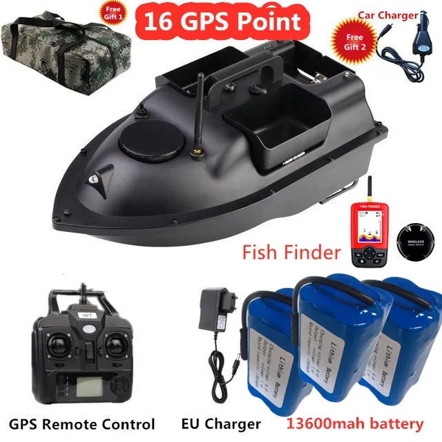16 Point GPS RC Fishing Bait Boat GPS Position Auto Cruise Fixed Speed 16 GPS Nesting Bait Boat With Fish Finder GPS Bait Boat