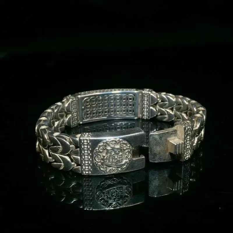 

Модные классические тибетские серебряные украшения, двенадцать браслетов с желтым драконом зодиака, ювелирные изделия, персонализированные подарки для мужчин и женщин