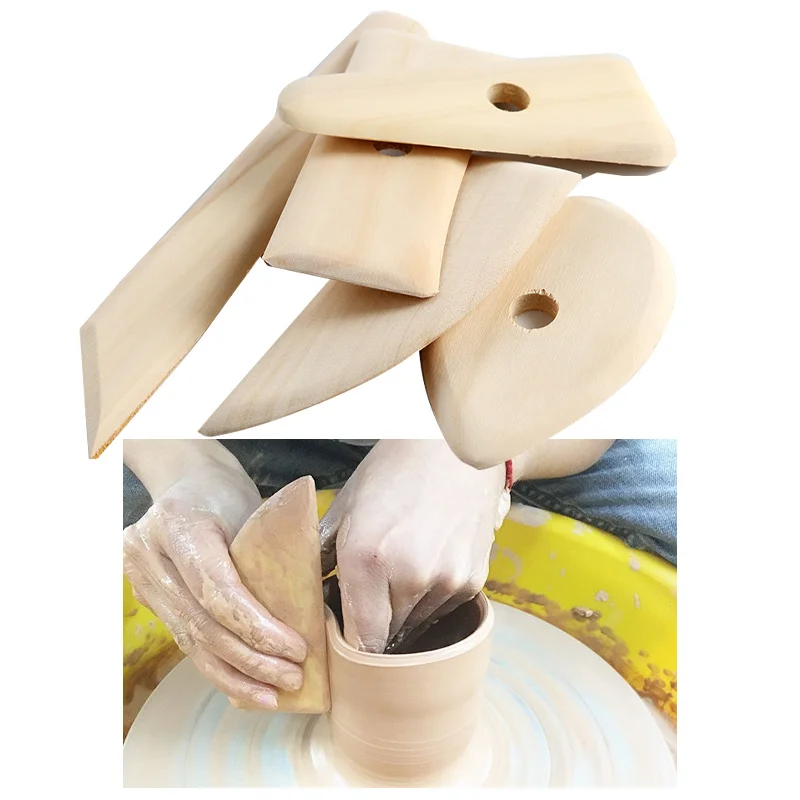 Wood Handmade Clay Kit Ceramics Craft Molding  Shaping Scraper Polymer Sculpture Tools  Air Dry Pottery Set  DIY  Supplies