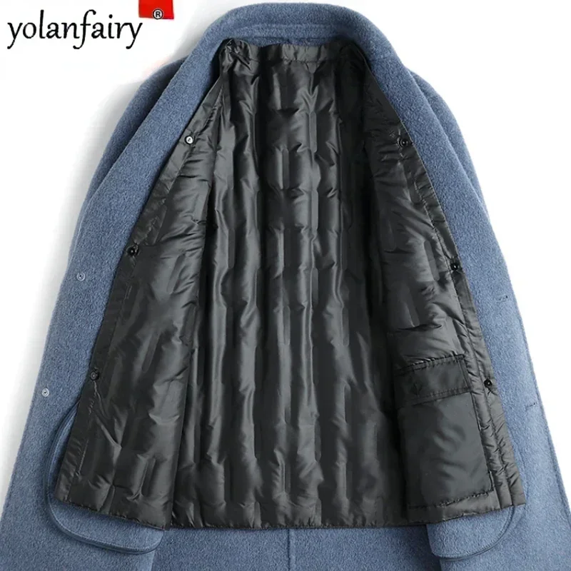 

Двухстороннее шерстяное пальто, Мужская шерстяная куртка Albaka, зимние пальто средней длины и куртки для мужчин, толстый пуховой теплый топ FCY5303