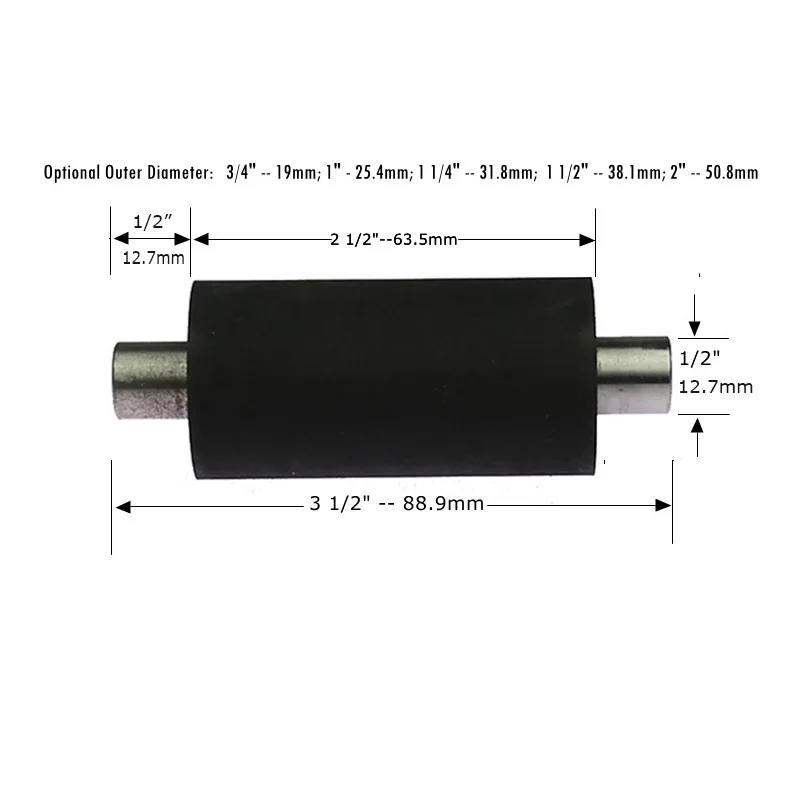 1 piece Dia. 1/2 - 2 Small Rubber Roller with Shaft Kinfe Grinder Contact Wheel