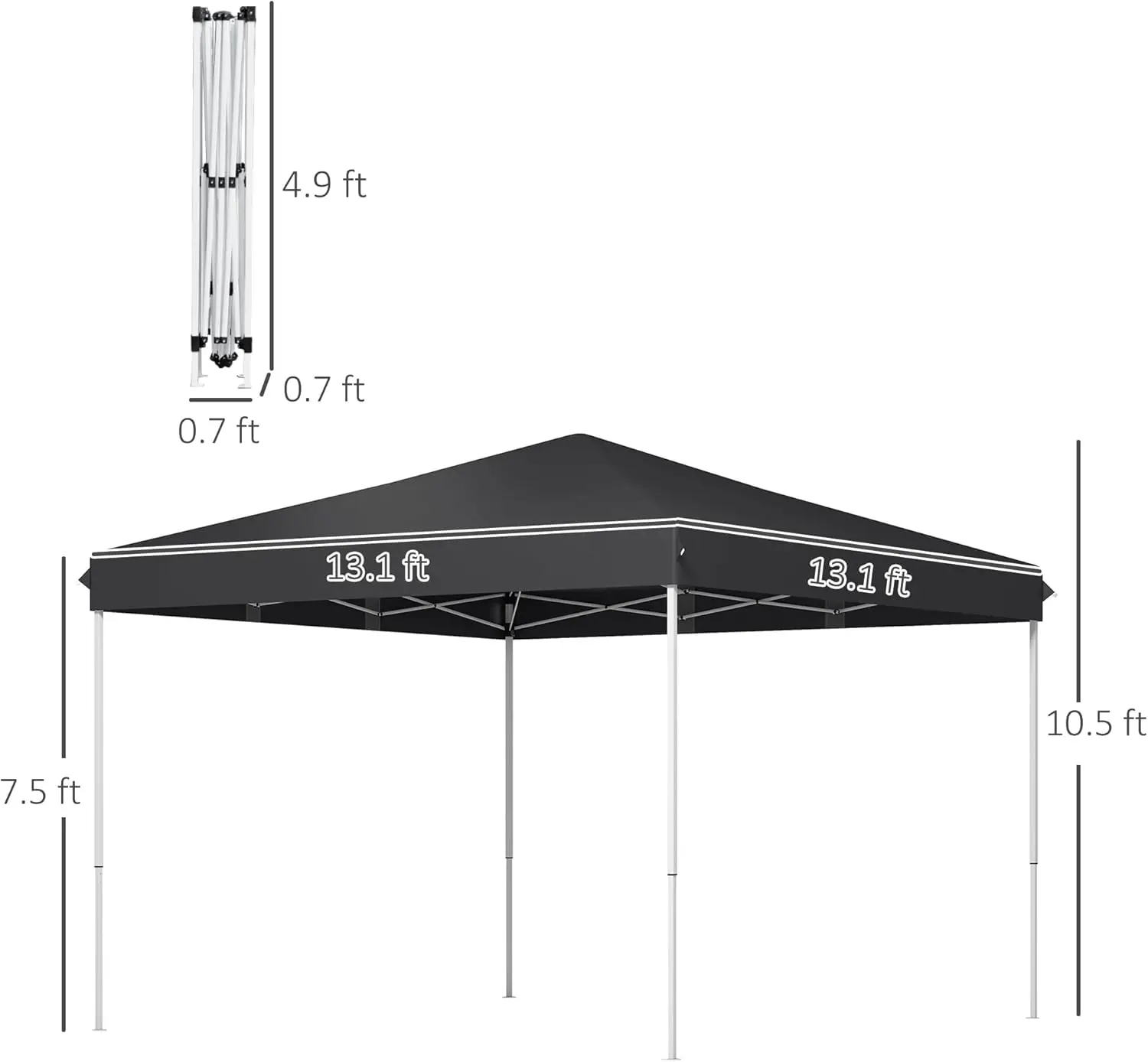 خيمة مقاس 13 × 13 بوصة، مأوى للشمس، خيام للحفلات، ارتفاع قابل للتعديل للاستخدام الخارجي، الحديقة، الفناء، الحفلات، رمادي