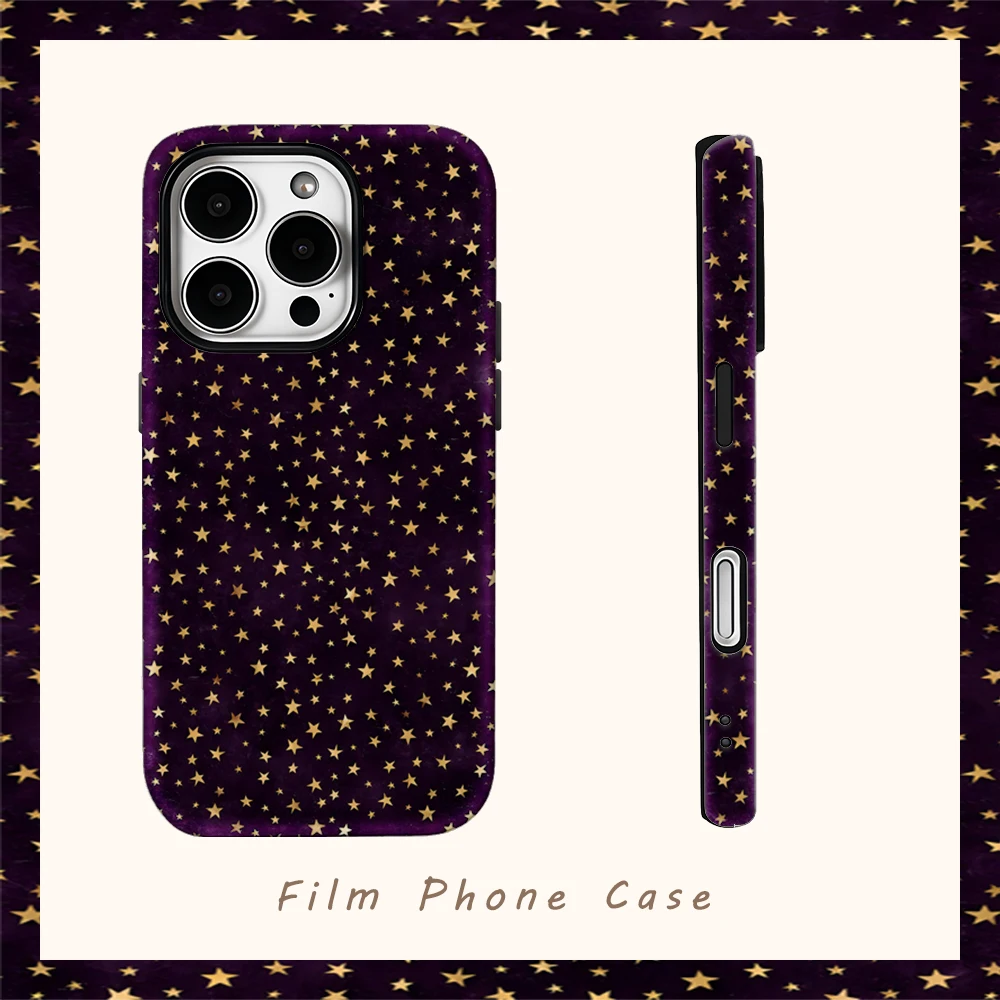 

Luxury Golden Stars Fashion Phone Case for iPhone 16 15 14 13 12 11 Pro Max Plus Luxury Magnetic Double-layer Back Cover
