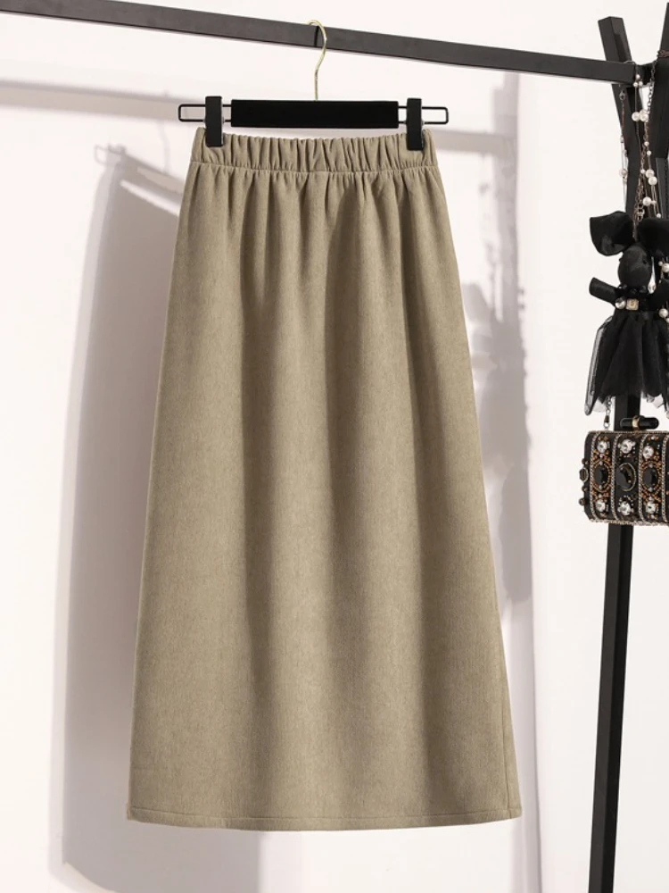 حجم كبير التنانير ميدي عالية الخصر ألف خط حجم كبير إخفاء اللحوم التخسيس الكمثرى شكل الجسم نصف الجسم تنورة تنوعا تنورة طويلة #3