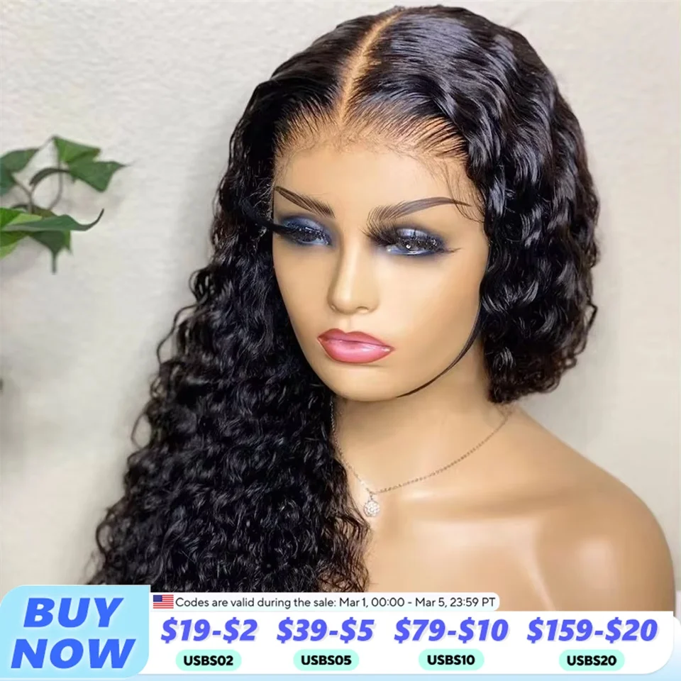 HD Transparent Deep Wave Frontal Wig 13x4/13x6 Curly Lace Front Human Hair Wigs For Women Wet And Wavy 4x4 Water Closure Wig