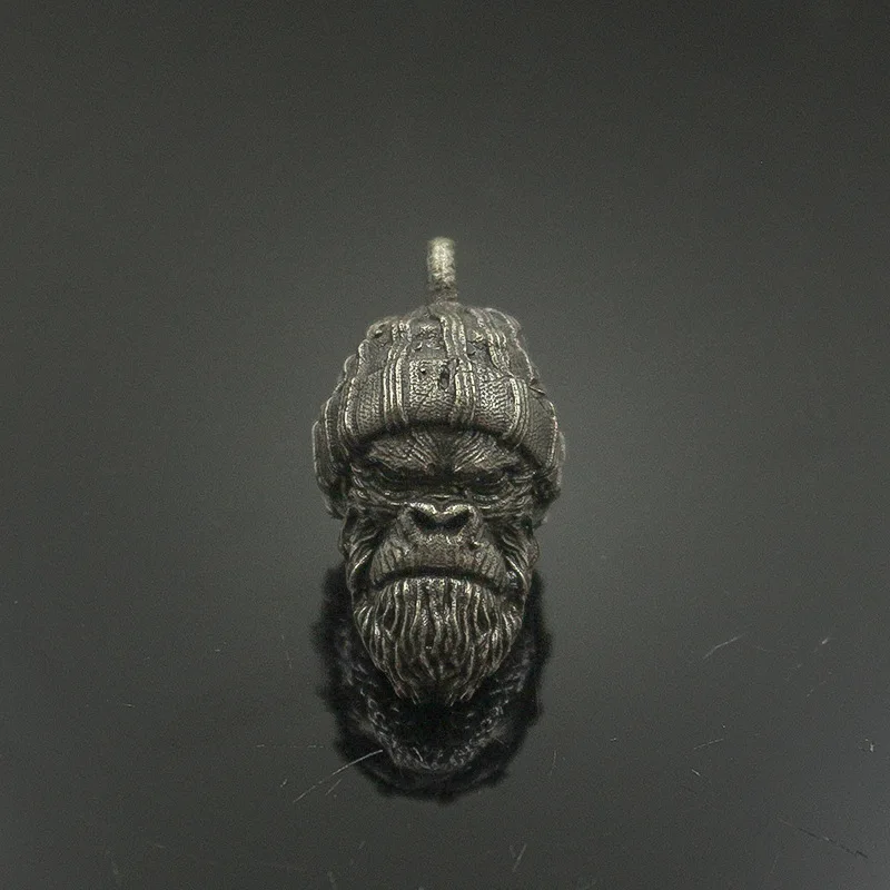 Woolen Hat Gorilla Head Sculpture Brass Knife Beads Animal Orangutan EDC DIY Woven  Paracord Lanyard Charms Pendants Accessories