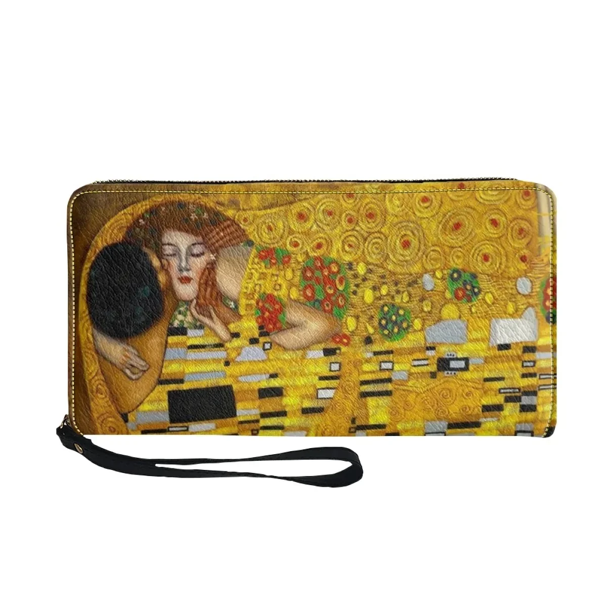 Oil Painting Kiss/Waterlily Designer Wallets Gustav Klimt/Monet Women's Purse Casual PU Leather Wallet for Teen Girls Portable