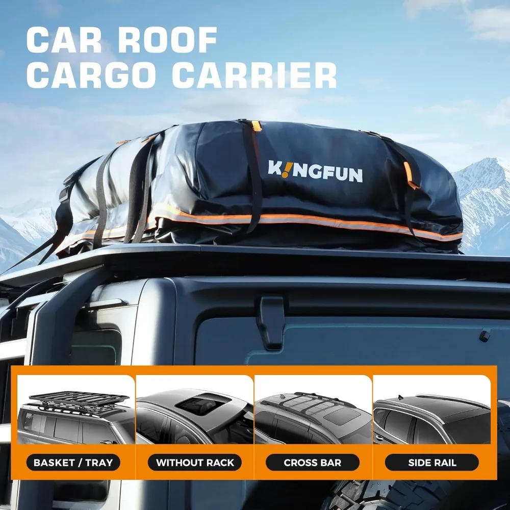 Waterdichte autodakzak van 20 kubieke voet met antislipmat, 8 riemen en 6 haken voor alle voertuigen