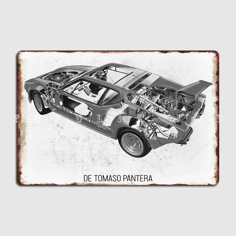 De Tomaso Pantera Metal Sign Cinema Kitchen Home Decoration Wall Decor Tin Sign Poster