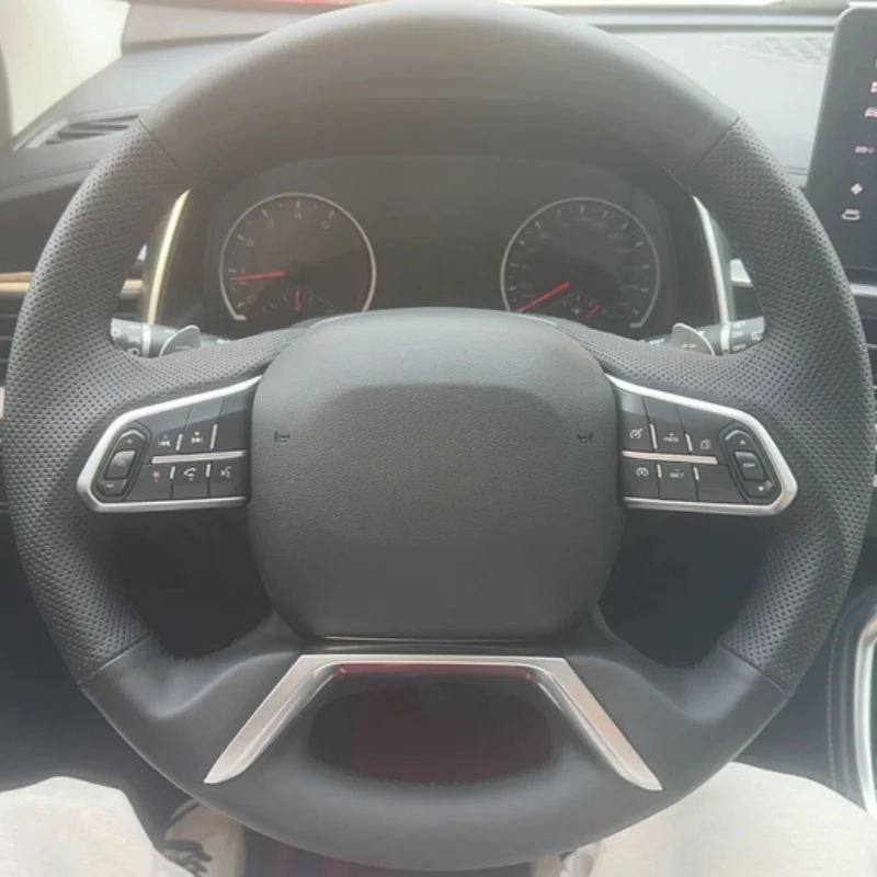 

Hand-stitched Comfy Breathable Genuine Leather Fiber Steering Wheel Cover For Haval H6 2020 Fiesta Ranger Car Accessories