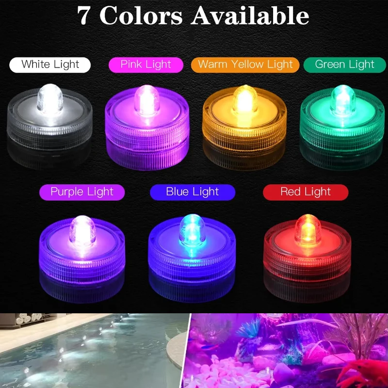 

LED Flameless Candle Light Tea lamp Waterproof Underwater Submersible Pool LED Light pool accessories Aquarium lamp Decoration