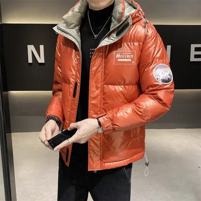 Men Jacket Solid Color Hooded Long Sleeve Zip Up Pocket Down Jacket Quilted Coat Winter Red and Black Down Jacket M-3Xl Brand