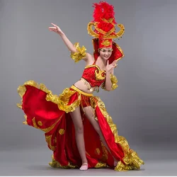 Women Spanish Dance Costume Classic Gypsy Dance Flamenco Dress Big Swing Skirts Bullfight Belly Stage Performance Dresses