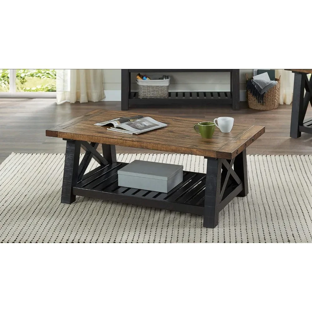 Home Coffee Table, Black Stain and Natural side table