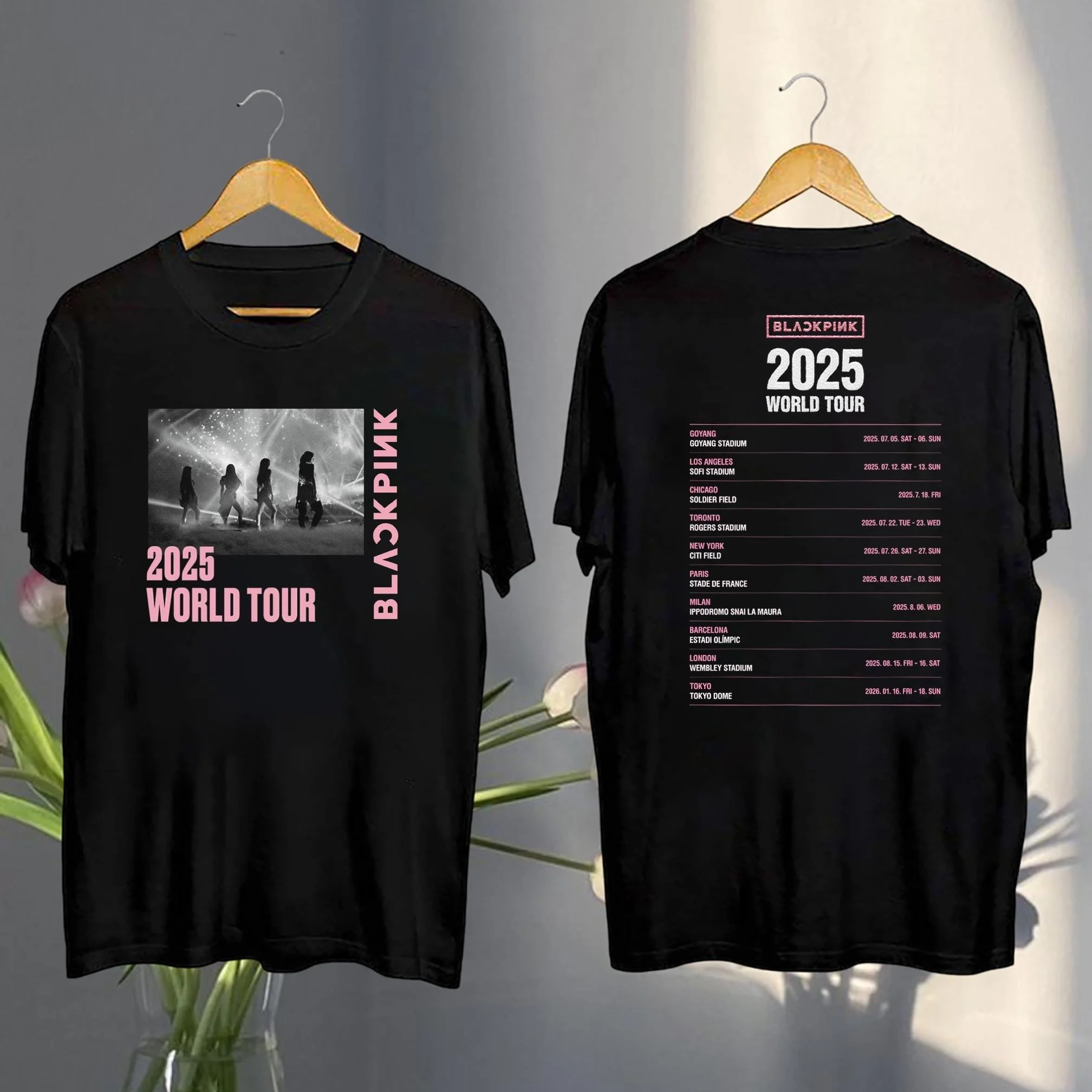 

K - Pop Music Creative - Fan's Crew Neck T - Shirt with Group Icon & Tour Elements & Music Identity for Followers