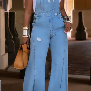 Artı boyutu tulum kadın denim cepler tulum genel geniş bacak kot, ince streetwear casual moda tulum kadınlar için Set onesies'in en iyi 10 satışı-no. 6