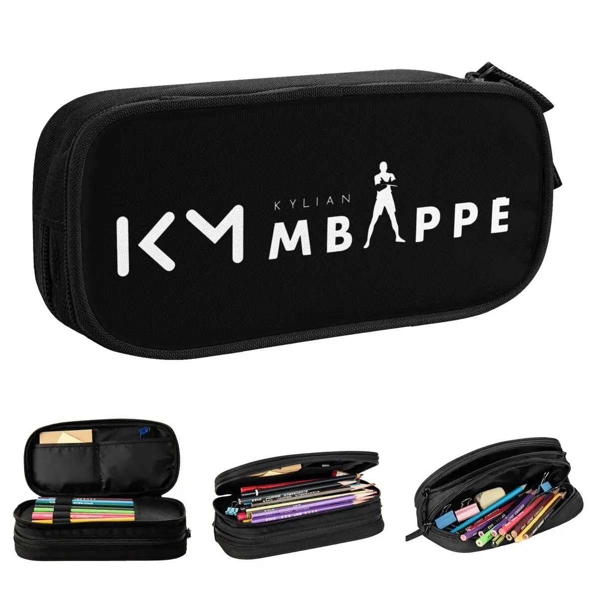 kmbappe futebol esportes lapis cases pen holder para estudante grande bolsa de armazenamento escritorio papelaria presentes 01