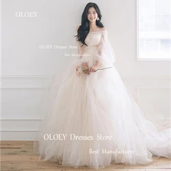 OLOEY Ivory Wedding Dresses Korea Photoshoot Sweetheart Floor Length Vestido De Noiva Bridal Gowns Silky Tulle Customized