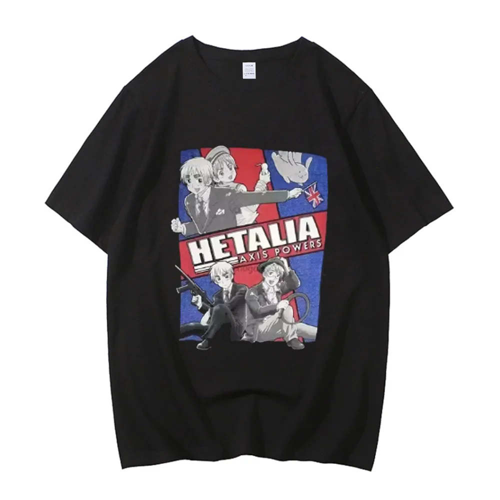 High Quality Hetalia T Shirts Men Printing Short Sleeve O Neck Tshirt Italy Make Pasta Not War Black T-shirt Man T Shirt