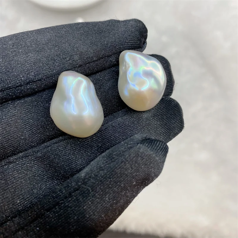 

3A S925 Sterling Silver Pearls Earring Natural Freshwater Baroque Pearl Unusual Earrings for Women Chic Charming Retro Jewelry