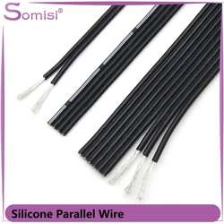 2/5/10M Silicone Parallel Wire 2P 4P 6P 8P 14P Multi-core 30 28 26 24 22 20AWG High Temperature Resistant Fexible Flat Cable