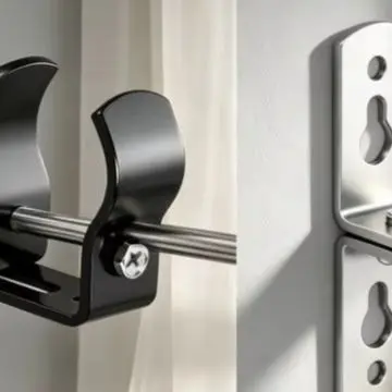 Adjustable Stainless Steel Bracket for Curtain Rods Single Pole Support with Precision Adjustment Screw No Tools Required