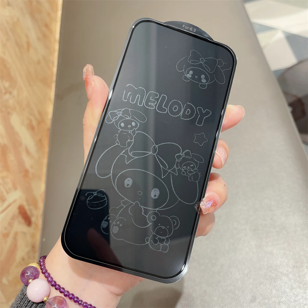 Pochacco Kuromi واقي شاشة كامل لهاتف iPhone 17 16 15 14 13 Pro Max 15 Plus 14Plus طبقة غير مرئية من الزجاج المقسى