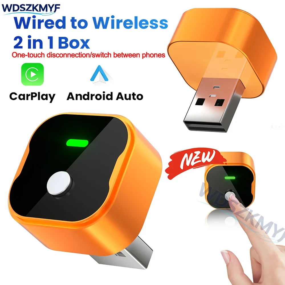 New upgrade Wireless CarPlay Android Auto 2IN1 Wireless Adapter Smart Mini Box Plug And Play 5.8G WiFi Fast Connect Universal