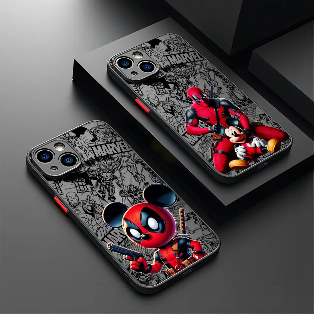 Marvel Deadpool  Mickey For iPhone 16 15 14 13 12 11 Pro Max XS Max 7 8 Plus Phone Case Shockproof Transparent Black Matte Cover