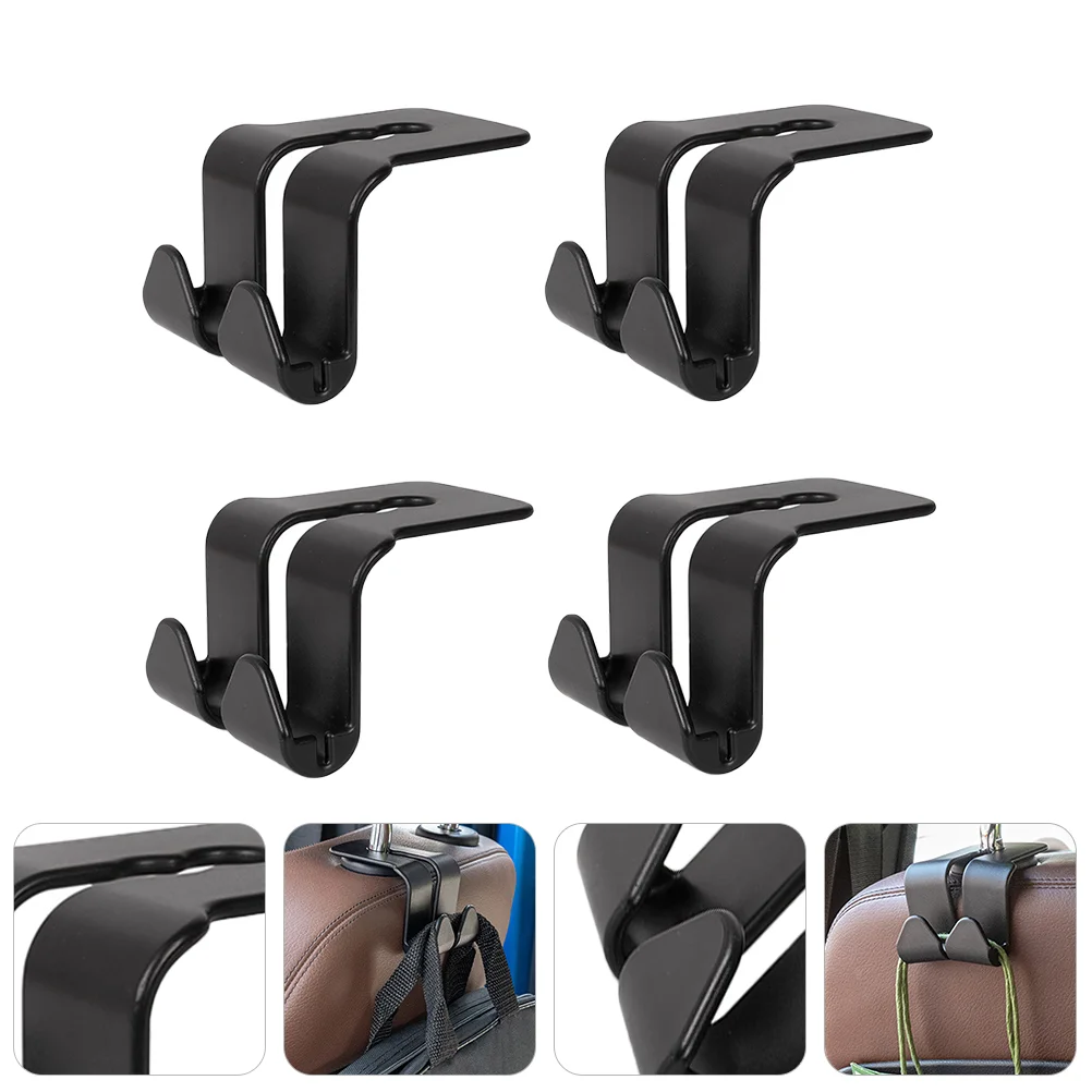 4 Pcs Hook up Car Baby Supply Hooks Double for Headrest Hangers Seat Multifunction Backseat Storage Multi-functional Abs