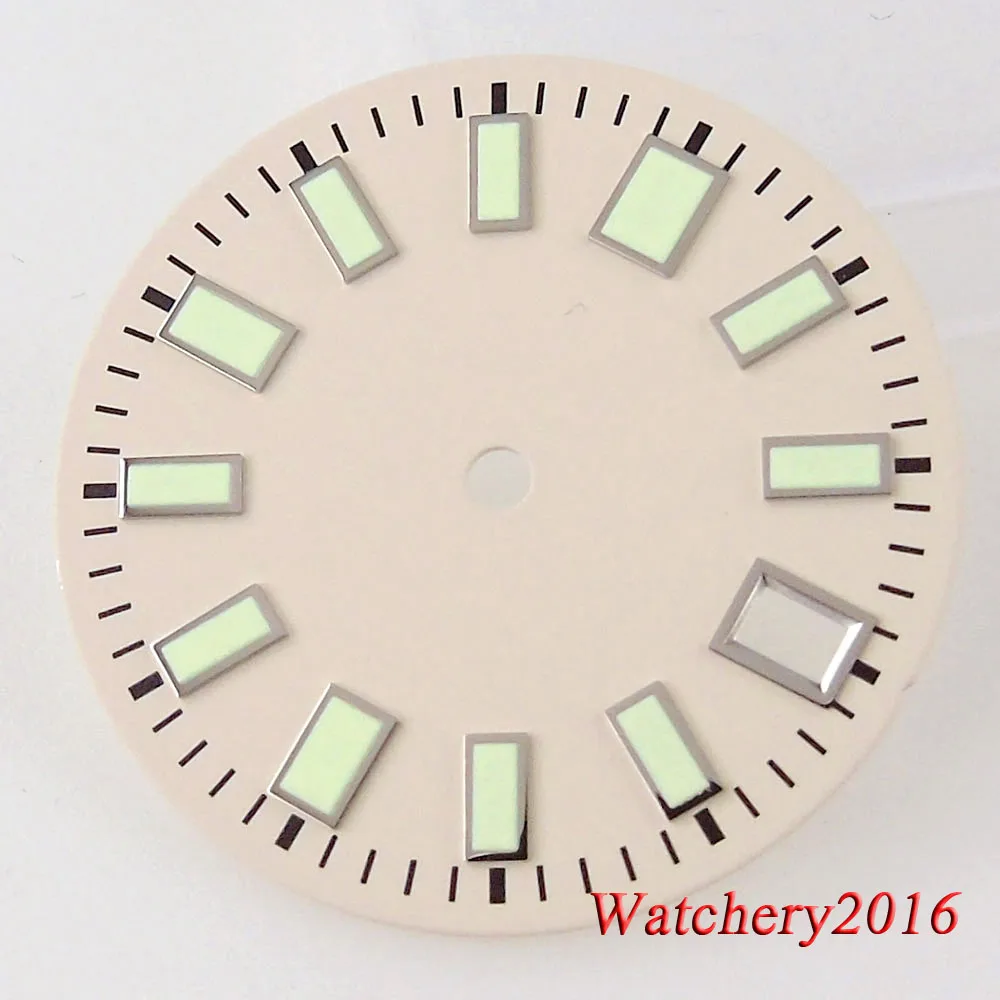 

Tandorio 29MM Luminous Cream White Watch Dial Green Lume Date Window Fit NH35 NH36 Automatic Mens watch Accessories