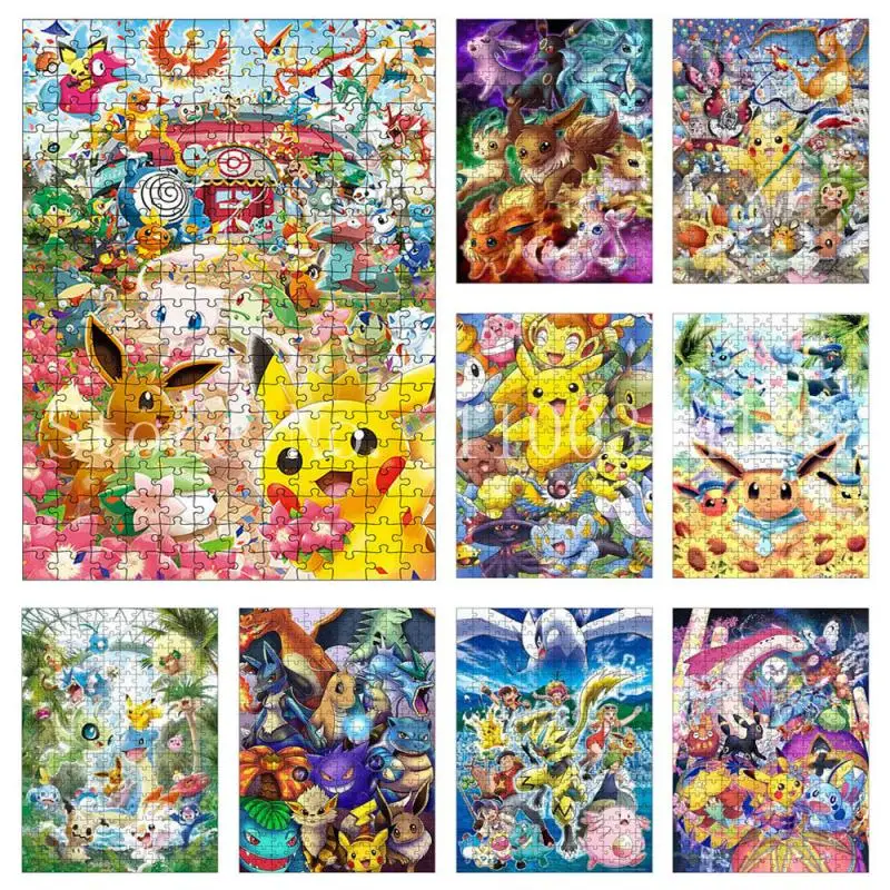 Pokemon pikachu arte quebra-cabeças 300/500/1000 peças quebra-cabeça fotos criativas brinquedos educativos divertido jogo de família para crianças adultos